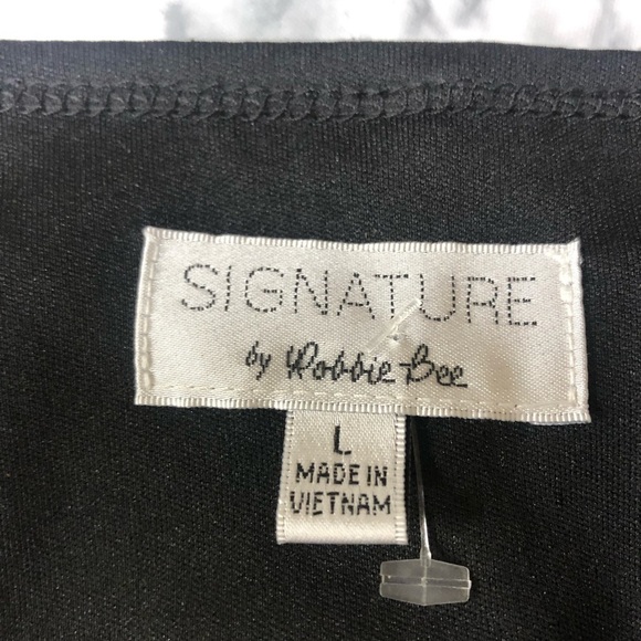 Signature by Robbie Bee Black White Silver Tweed Dress Size L NWT - Picture 3 of 6